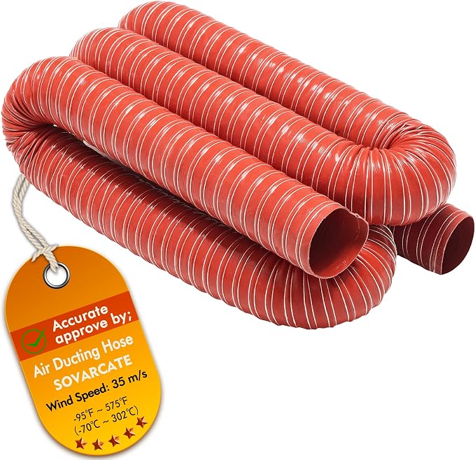 2 in Intake Hose Automotive Air Duct Hose Length 3 Meter (10 Feet) Double-layer Silicone Flexible Brake Cooling Ducting Induction vacuum hose for Air System (Red)