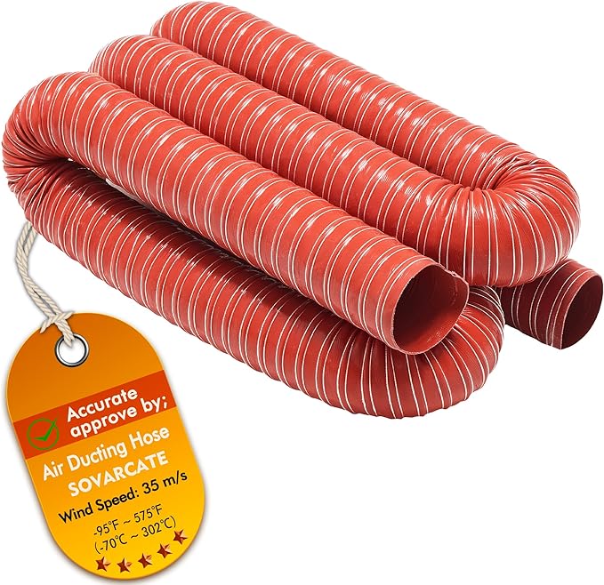 4 in Intake Hose Automotive Air Duct Hose Length 4 Meter (13.3 Feet) Double-layer Silicone Flexible Brake Cooling Ducting Induction vacuum hose for Air System (Red)