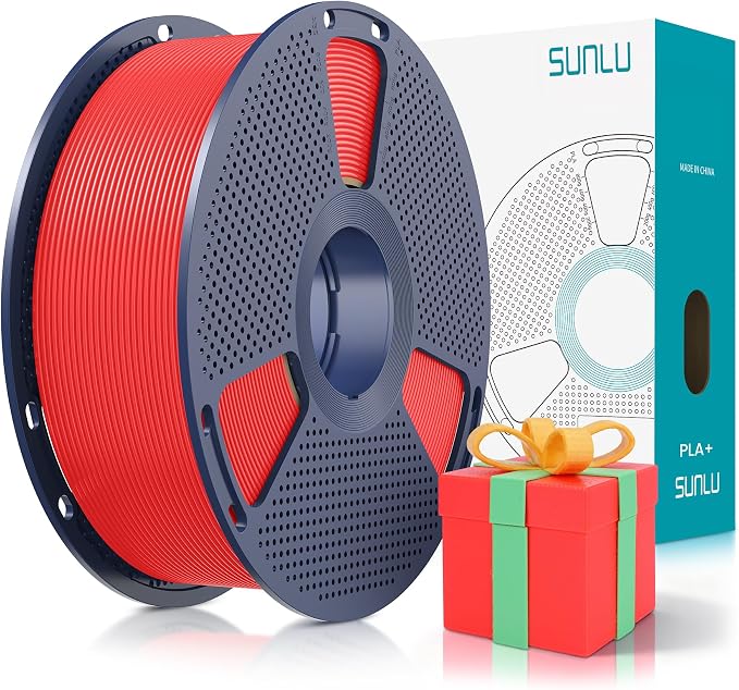 SUNLU PLA Plus Filament 1.75mm Red 1KG, Neatly Wound 3D Printer Filament 1.75mm, PLA+ 1000g, Dimensional Accuracy +/- 0.02 mm, Fit Most FDM 3D Printers, 1kg Spool (2.2lbs), Red
