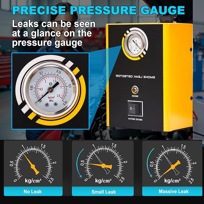 Automotive Smoke Machine Leak Detector with Built-in Air Pump,12V DC Smoke Leak Detector Diagnostic Tester for Vacuum Intake Exhaust Cooling System, Fuel Pipe Leak Locator for All Cars, boats,etc