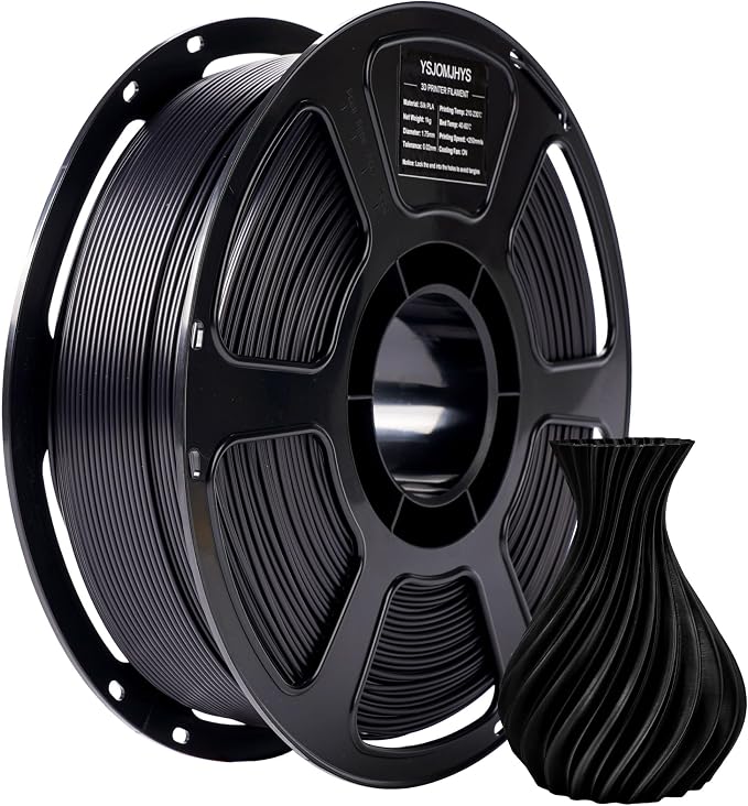 Silk PLA Filament 1KG, 3D Printer Silk Filament 1.75mm, Dimensional Accuracy +/- 0.02mm, Neatly Wound, No Clogging, Individually Vacuum Packed, Shiny Black 3D Printing Filament