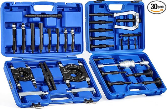 Orion Motor Tech Bearing Puller & Housing Removal Set, 30 pc. 2-in-1 Bearing Puller Tool Set for Wheel Bearing Bushing Axle, Blind Hole Bearing Puller & Bearing Separator Set with Slide Hammer Collets