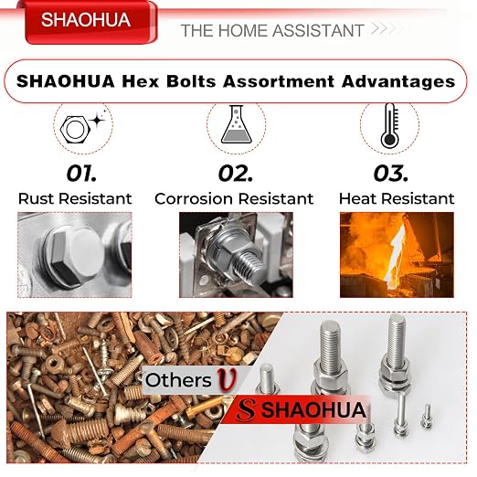 M4 M5 M6 Metric Bolt Assortment Kit 10mm to 50mm, A2-70 Hex Bolt, 304 Stainless Steel Heavy Duty Flat Hex Head Screws Bolts and Nuts Kit, Nuts Flat and Lock Washers(Silver), 584PCS