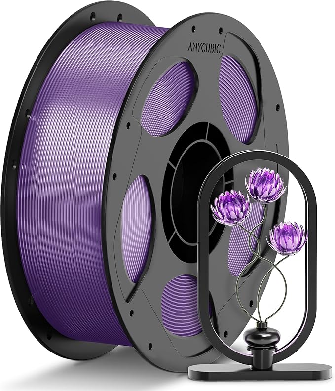 ANYCUBIC PETG Filament 1.75mm, 3D Printer Filament, Translucent and Vibrant, Dimensional Accuracy +/- 0.02mm, Print with Most FDM 3D Printers, 1KG Reusable Spool, Semi-Clear Purple