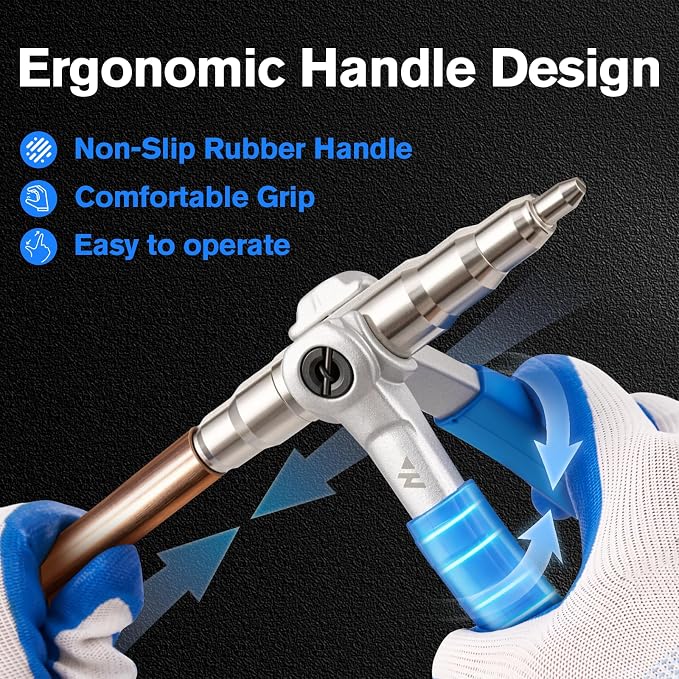 WISSCOOL HVAC Swaging Tool, 1/4" to 7/8" in Copper Tube Expander Blue | Non-slip Rubber Handle, Upgrade Alloy Steel Body