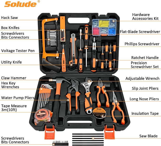 Tool Set,148-Piece Home Repair Tool Kit for Men Women College Students,Household Basic Hand Tool Sets with Case for Home Maintenance,Dorm Essentials and DIY Projects