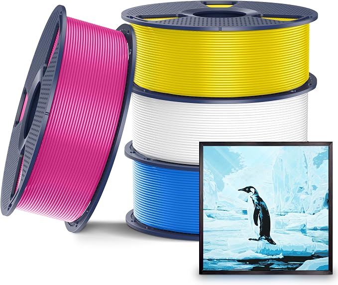 SUNLU High Speed Matte PLA 3D Printer Filament 4KG, Matte CMYK | Up to 600mm/s Fast, Smooth PLA Matte Filament, Fits Most FDM 3D Printers, White+Magenta+Yellow+Cyan