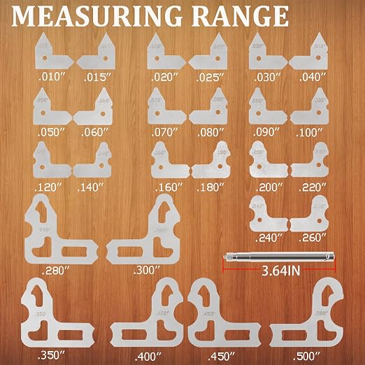 26-Piece Radius Gauge Set 0.010'' to 0.500'' | 3602-5025, Gauges with Holder, Radius Measuring Tool