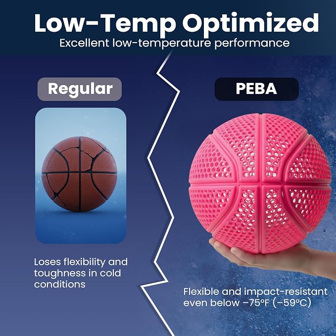 PEBA Filament High Rebound Flexible Filament Super TPU Nylon Based Strength 1.75mm 78% Energy Return Bouncy Airless Basketball Lightweight 3D Printer Filament SpoolHaus Superbounce (Pink, 1kg)