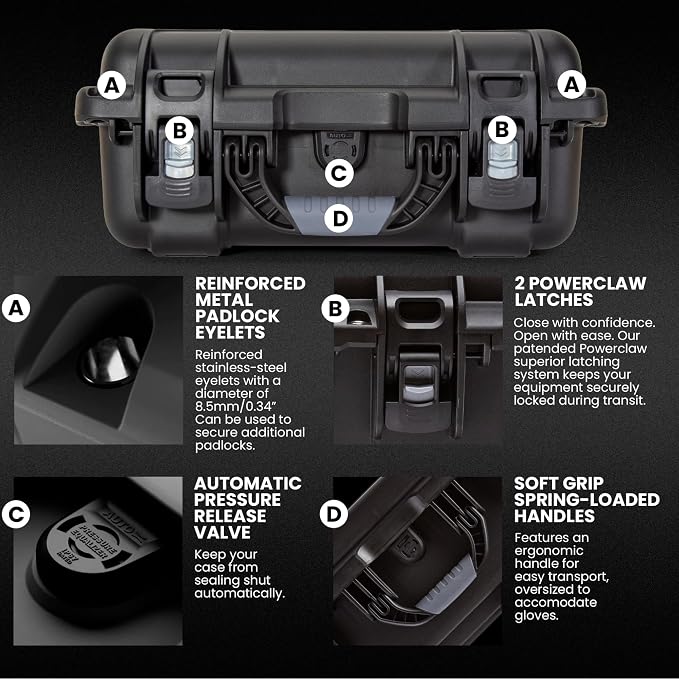 NANUK 915 Pro Photo Kit – Compact Waterproof Travel Camera Hard Case with Padded Dividers, 13.8” x 9.3” x 6.2” – Dustproof and Impact Resistant, Airline Carry-On Approved – Black