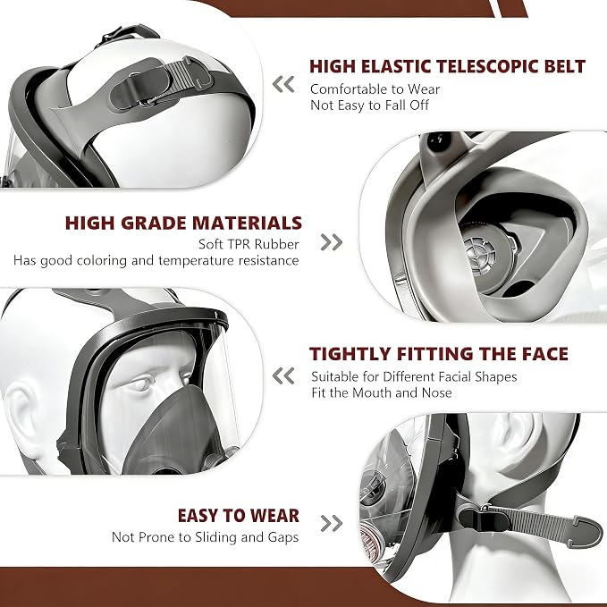 Full Face Gas Mask,Respirator Mask for Gases,Chemical,Spray Paint