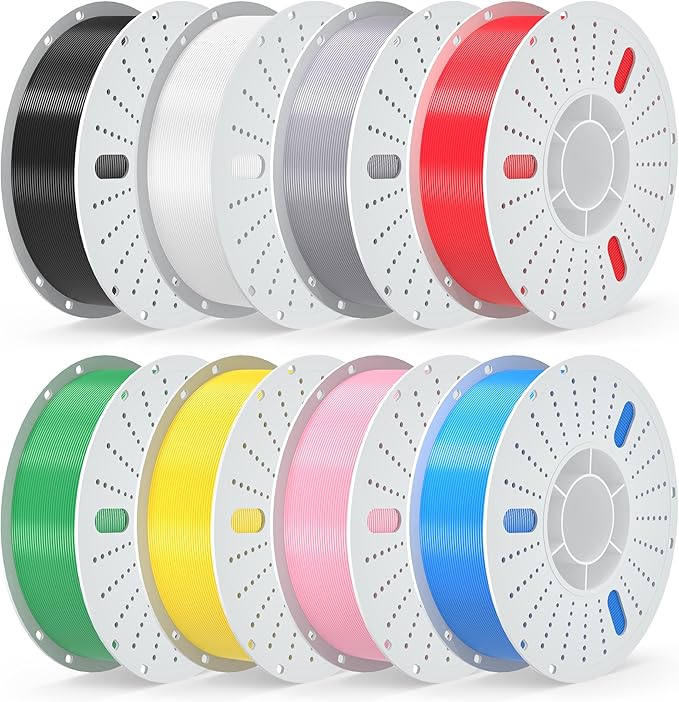 PINBALL PLA+ 3D Printer Filament 1.75mm, 8 Colors PLA Plus 3D Printing Filament, Fit for Most FDM 3D Printers, 8 KG, Black+White+Grey+Red+Green+Yellow+Pink+Blue