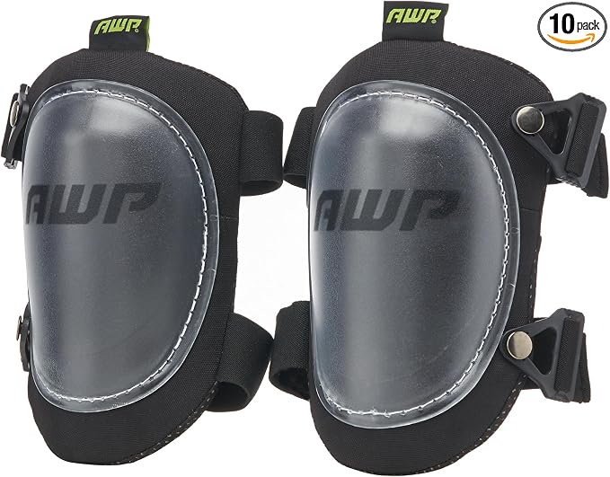 AWP Hard Shell Construction Knee Pads | All-Day Comfort Knee Pads with Molded Cap Design for Swiveling | One Size 1 Pair(Pack of 10)