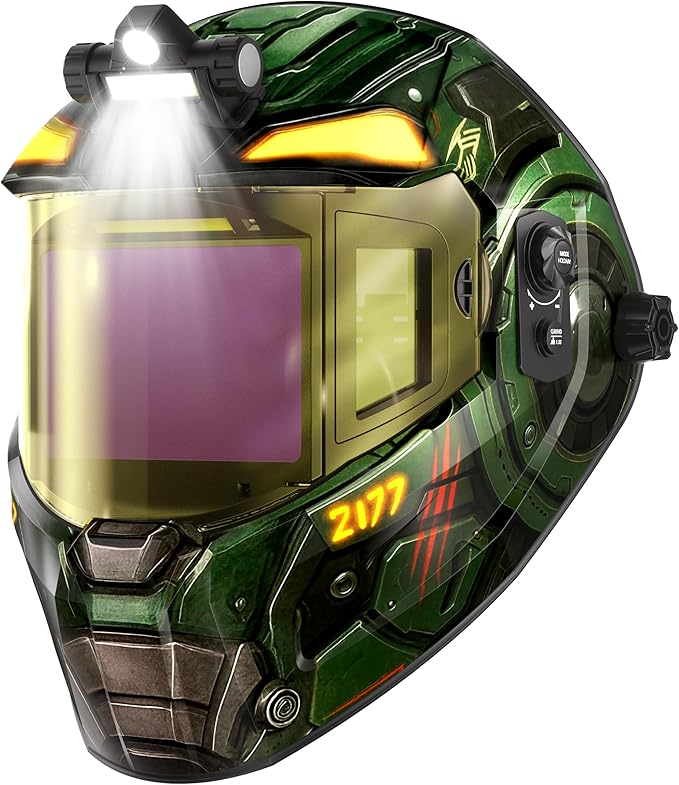ANDELI Auto Darkening Welding Helmet with Light-Full Digital Filter, 7.2"x3.2" Extra Wide Panoramic View, Type-C Fast Charging True Color Wide Shade 4/5-9/9-13 for Weld Cut Grind
