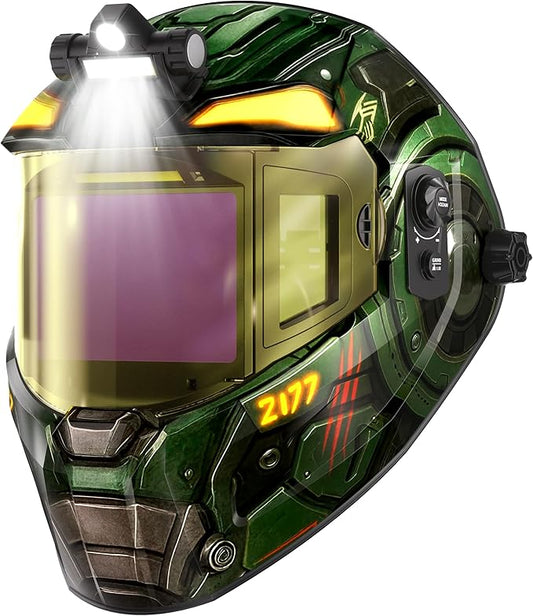 ANDELI Auto Darkening Welding Helmet with Light-Full Digital Filter, 7.2"x3.2" Extra Wide Panoramic View, Type-C Fast Charging True Color Wide Shade 4/5-9/9-13 for Weld Cut Grind