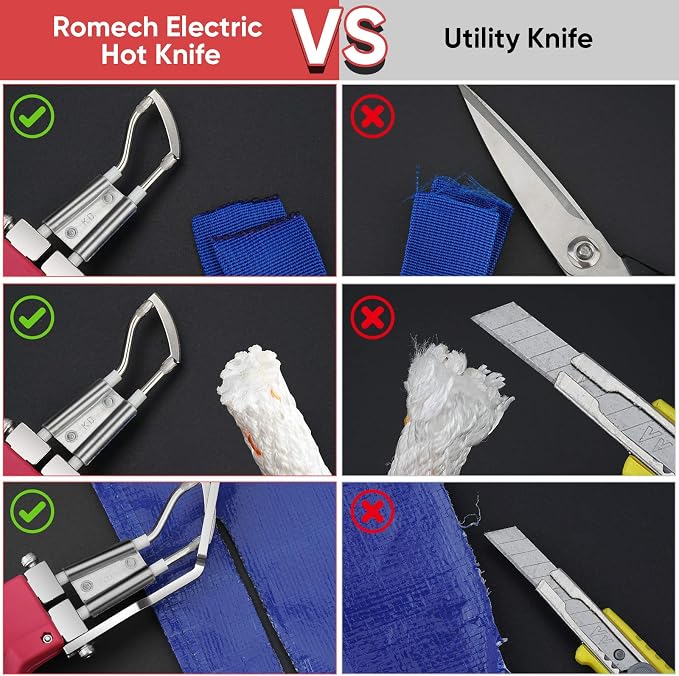 ROMECH 100W Fabric Cutter Rope Cutter, Pro Electric Hot Knife Heat Sealer with Adjustable Power, Cutting Tool Kit with Blades & Accessories (100W, RM-014)