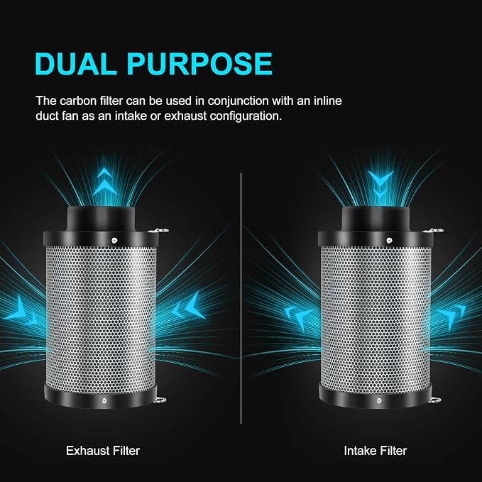 ATOUR 6" Air Filtration Kit, 6 Inch Inline Duct Fan with Speed Controller, 11" High Carbon Filter, 8 Ft Ducting & Rubber Coupler, Ventilation System for Grow Tents, Hydroponics