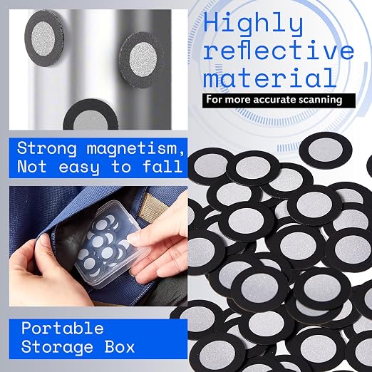 Kingdder 100 Pcs 3D Magnetic Tracking Dot for Scanner Scanning Reference Point Marker Diffuse Reflection Positioning Targets for 3D Scanning (Inner 12.0 mm Outer 19 mm)