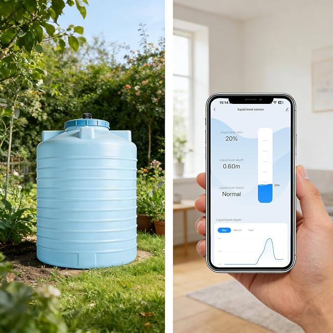 Ultrasonic Level Sensor with 2.4G WiFi,Non-Contact Liquid & Solid Level Monitor,Tuya Smart & Smart Life APP Remote Control for Water Tank, Grain Bin,Waterproof Outdoor,G2 Tank Monitor Indicator Alarm