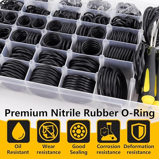 1086 PCS O-Rings Assortment Kit with 4 Pick & Hook Tools - 32 Sizes SAE Buna-N O Ring Set Compliant with AS568 Standards, Ensure Leak-Proof Seals for Hydraulic, Plumbing & Automotive Repairs