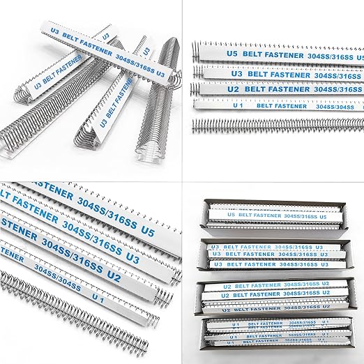 U3 12'' Conveyor Belt Lacing 316 Steel Buckle Industrial Belt Fasteners for Binding of Lightweight PVC/PVK/PU Conveyor Belts 12PCS