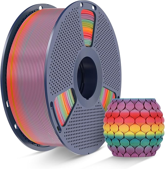 SUNLU Rainbow PLA Filament 1.75mm, Multicolor Gradient 3D Printer Filament, Neatly Wound 3D Printing Filament, Dimensional Accuracy +/-0.02mm, 1KG Spool(2.2 lbs), Rainbow PLA 01