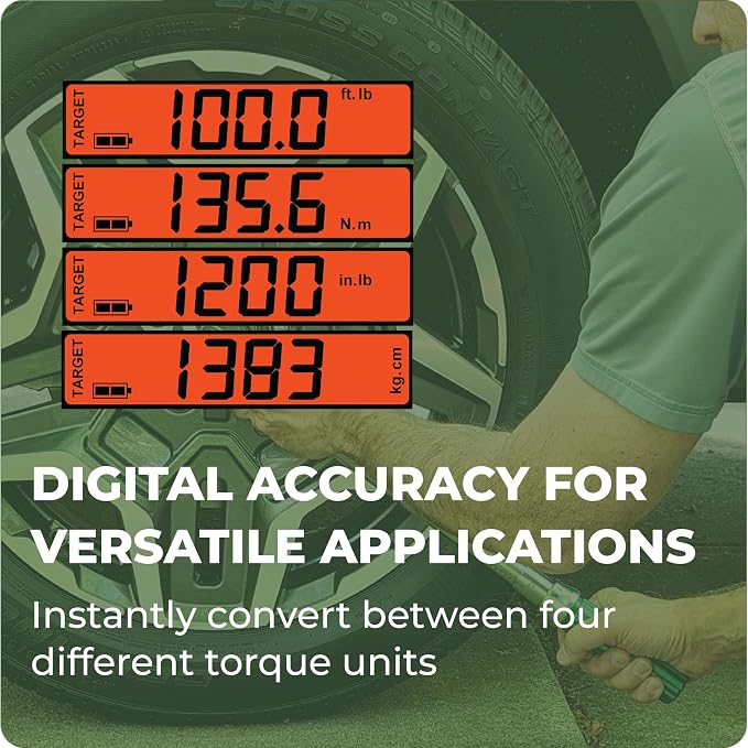 eTORK 1/2" Digital Torque Wrench, 25-250 ft-lb Heavy-Duty Automotive Tool | 1/2" Drive With Backlit Display for Automotive Maintenance, Motorcycle Service, Truck Repair, and Garage Projects