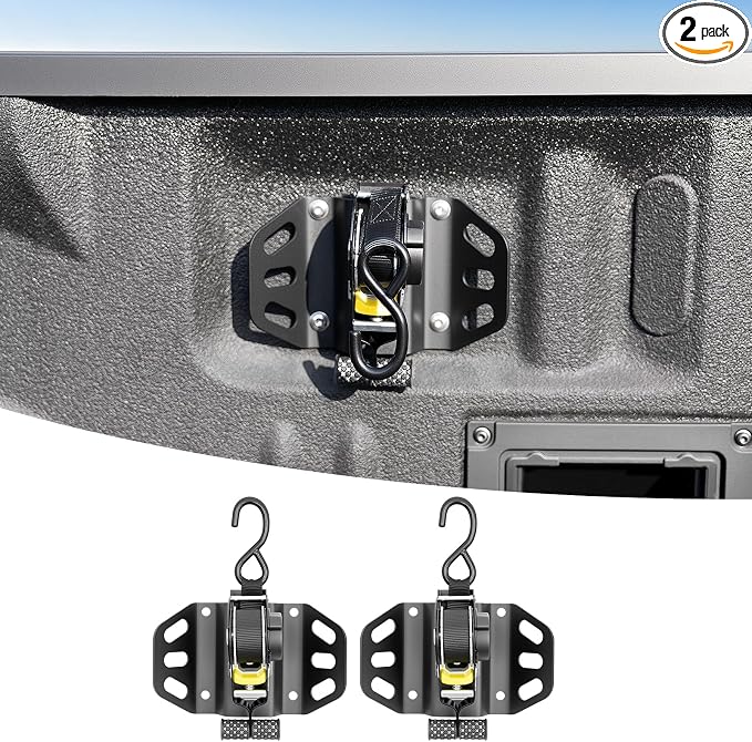 2PCS Ultimate Retractable Ratchet Straps Compatible with Ford F150 / Raptor 2015-2025, Super Duty 2017-2025 with Boxlink Accessories, Bed Mount Bolt on Self Retracting Tie Down Straps