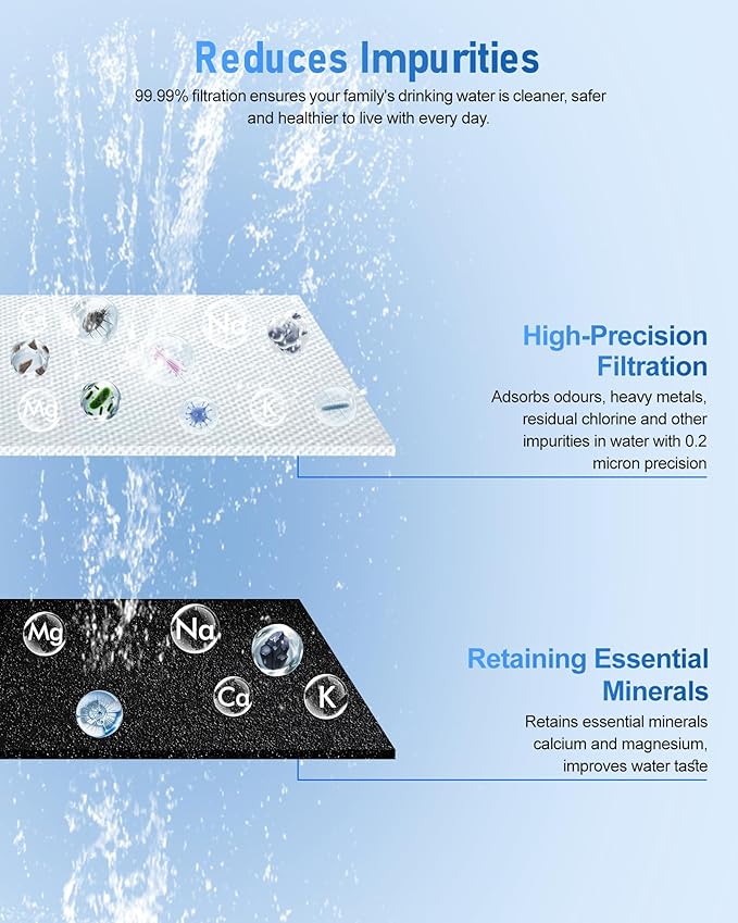 100186 Water Filter Replacement Cartridge Compatible with Amway espring Water Filter System, High-Precision Filtration, Retains Calcium & Magnesium beneficial minerals