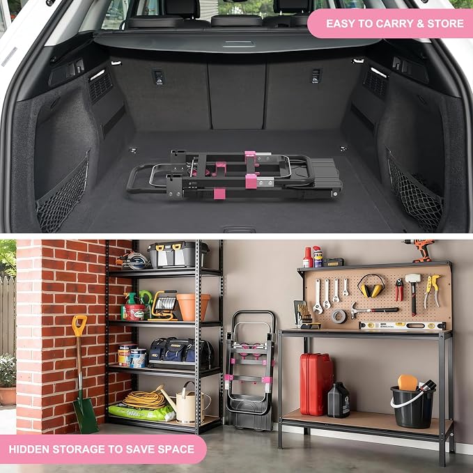 3-in-1 Folding Hand Trucks, 500lbs Convertible Dolly, Dolly Cart with Wheels Heavy Duty, Moving Cart with Retractable Handle, Collapsible Trolley for Moving Office/Home/Warehouse/Boxes/Cartons (Pink)