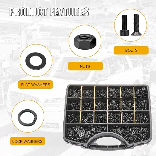 ZTF 4005pcs Metric Screw Assortment M2 M3 M4 M5 Hex Cap Head & Flat Head Screws, Metric Nuts and Bolts Assortment Kit with Washers & Wrench – Assorted Screws for DIY, Electronics, 3D Printers