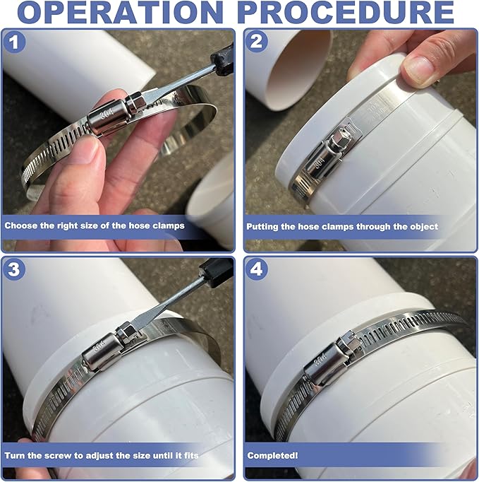 12Pack 3 inch Hose Clamps,Stainless Steel Large Hose Clamp Adjustable from 2-15/16"-3-1/2"/75-90mm,Metal Worm Gear Duct Clamp for Dryer Vent Hose,Fuel Line,Plumbing,Automotive,Exhaust,Radiator
