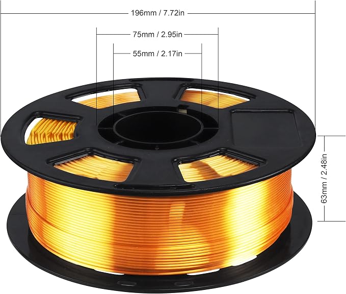 Silk Gold PLA Filament, 1kg 2.2lbs 1.75mm 3D Printing Material, Widely Support for FDM 3D Printer, Pack with Extra Filament Sample by BBLIFE