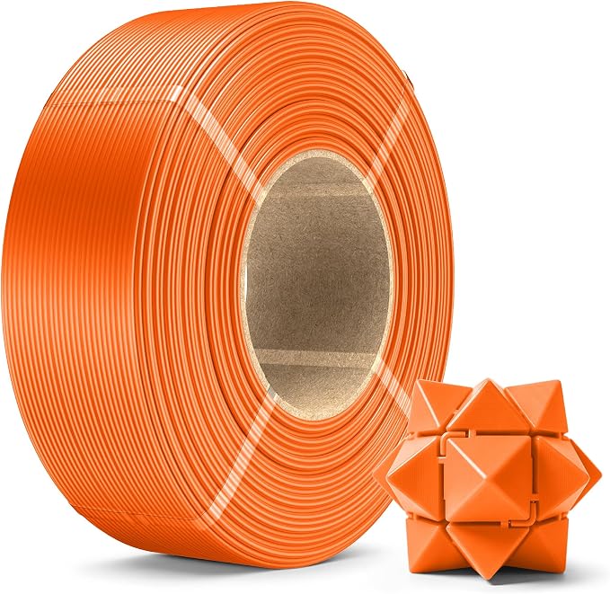 SUNLU PLA+2.0 3D Printer Filament Refill 1.75mm, 1KG Sunny Orange | High Toughness PLA+ Filament, No Spool Refill for Reusable Spools, Compatible with Bambu Lab 3D Printers, Sunny Orange