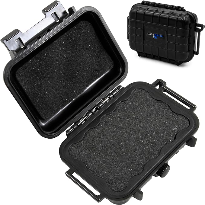 CASEMATIX 5.75" Waterproof Small Hard Case with Customizable Foam for Portable Electronics, Tools and Accessories - Hard Shell Small Plastic Case with Pre-Diced Travel Case Foam Interior