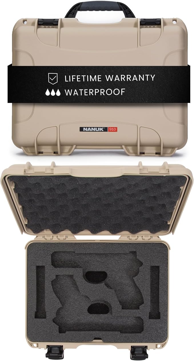 NANUK Hard Case with Custom Foam Insert for Glock, IP67 Waterproof & Crushproof, Rugged Construction for Ultimate Protection, Made in Canada