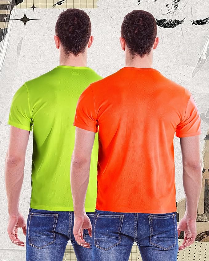 JaGely 24 Pcs Hi Vis T-Shirts for Men Bulk Safety Construction Workwear Unisex Quick Dry Breathable Moisture Wicking Shirts