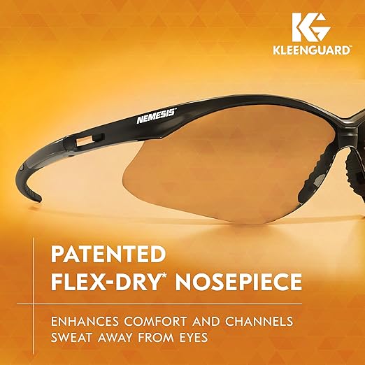 KleenGuard™ V30 Nemesis™ Safety Glasses (25676), Clear Lenses, Black Frame, Unisex Eyewear for Men and Women (12 Pairs/Case)