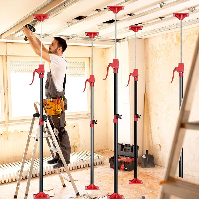 Cabinet Jack Support Pole, 45-114 in Adjustable Third Hand Tool, Steel Telescopic Quick Support Rod with 78lbs Capacity for Cabinets Jack, Drywall Lift & Cargo Bars, 1Pack
