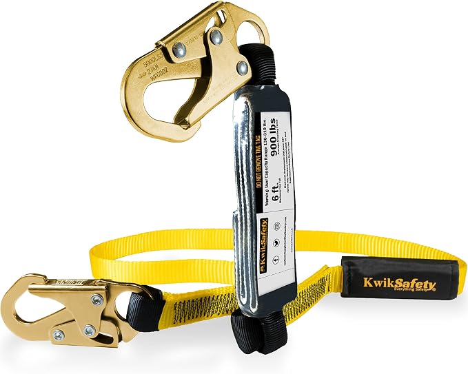 KwikSafety - TAIPAN Safety Lanyard [1 PACK] Flat Safety Harness Lanyard Fall Protection ANSI Tested OSHA