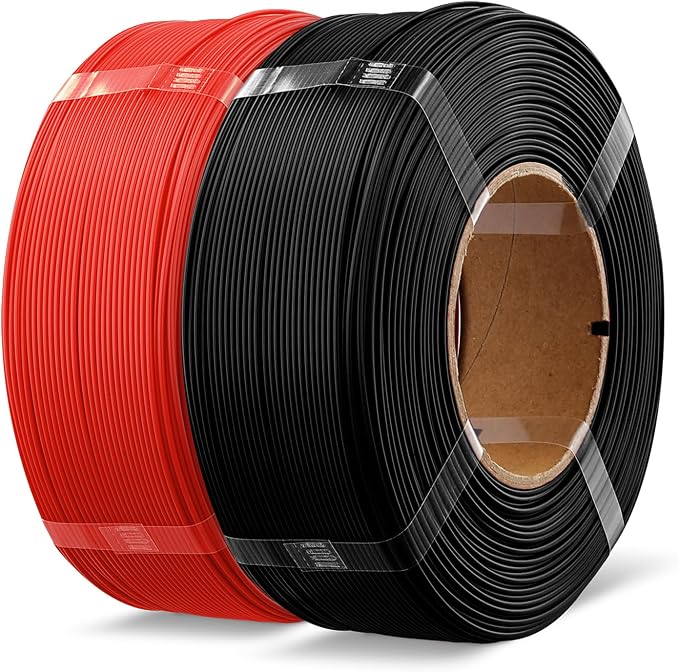 OVERTURE 2KG Bundle High Speed Refill PLA+ 3D Printer Filament 1.75mm, Upgraded Rapid PLA 2.0 with Enhanced Toughness & Stability, 2 Pack 1kg (2.2lb) Refilament for Bambu Lab (Black+Red)