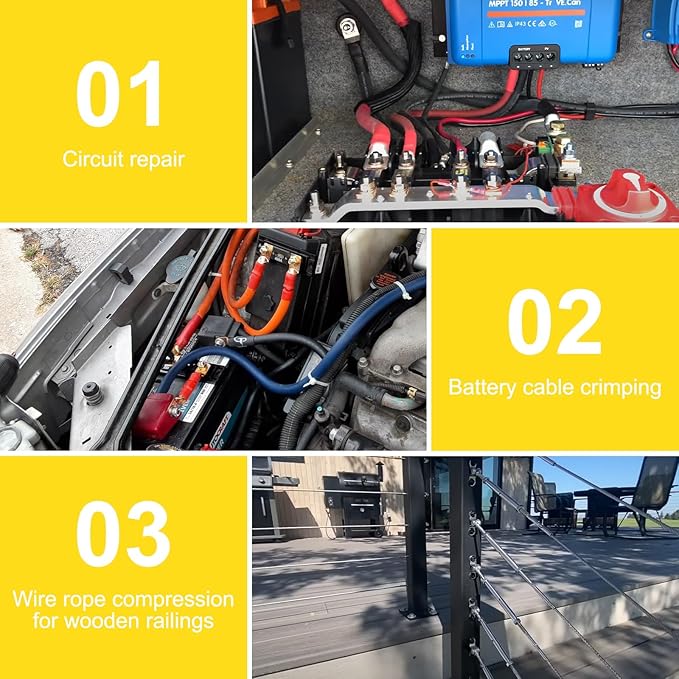 Brileine Hydraulic Crimping Tool and Cable Cutter Hydraulic Cable Lug Crimper 10 US TON 12 AWG to 00 (2/0) Electrical Terminal Cable Wire Tool Kit with 9 Die