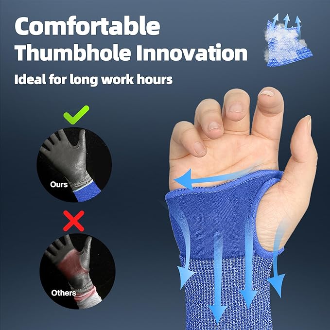 Schwer 2 Pairs AIR-SKIN ANSI A6 Cut Resistant Arm Sleeves for Men & Women S902, Non-PFAS Arm Protectors for High Risk Work, UPF50+ UV Protection Cooling Gardening Sleeves for Farming, Lightweight