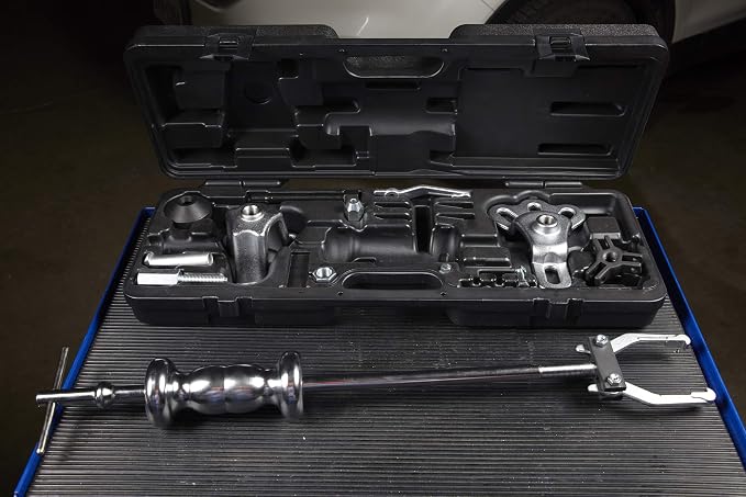 OTC 4579 9-Way Slide Hammer Puller Set with 5 lb. Chrome Plated Hammer, Multiple Puller Attachments Suitable for a Wide Variety of Pulling Jobs, and a Sturdy Blow-Molded Carrying Case