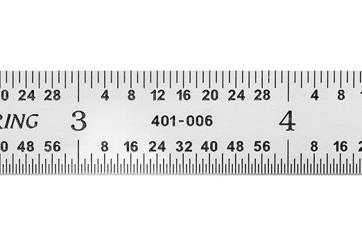 PEC Tools 6" Metal Ruler, Flexible Stainless Steel, 4R Graduation, Trusted by Professionals, Made in USA
