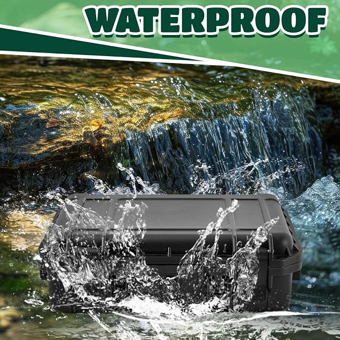 Relaxweex 1 Pcs Waterproof Hard Case with DIY Customizable Foam Insert Portable Protective Case with Knife for Camera Drones Equipments Tools Test Instruments(Black,16.3 x 12.4 x 6.5 Inch)