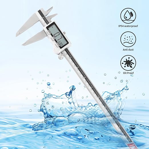 12 Inch Digital Caliper, 300mm Measuring Tool | Stainless Steel, IP54 Splash Proof Protection Design