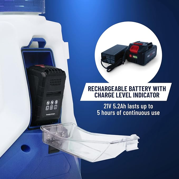 B&G Battery-Powered Backpack Sprayer (2.5 Gallon) – Cordless Electric Sprayer with 12” Extension Wand | 21V 5.2Ah Rechargeable Battery | Adjustable Pin-to-Cone Tip