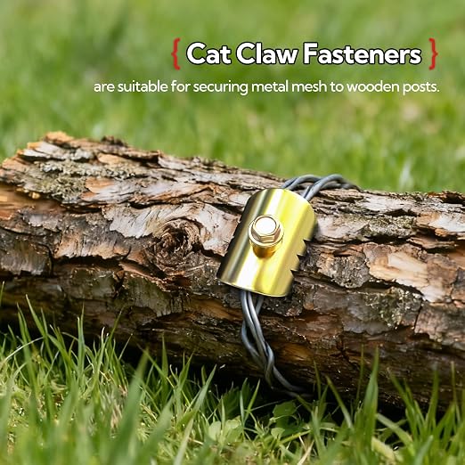 200Pcs 1.5" Cat Claw Fasteners, Reuse Galvanized Fence Staples with Drill Bit for Wire Fencing Mesh