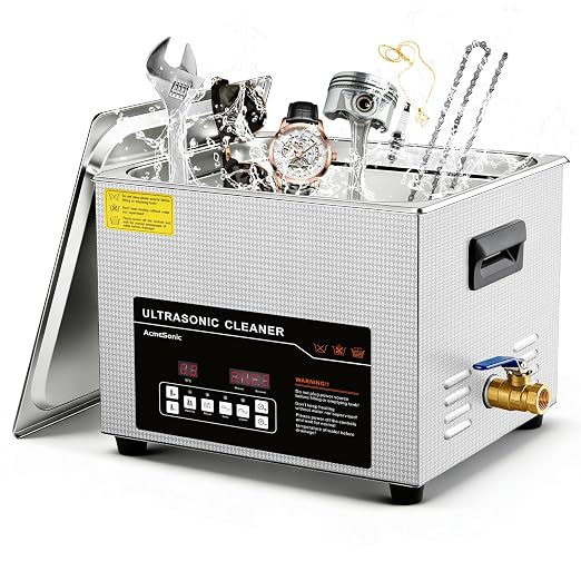 Ultrasonic Cleaner 15L Dual-Frequency Professional Digital Stainless Steel Cleaning Machine with Heater Timer for Denture, Coins, Small Metal Parts, Circuit Board, Lab Tools, etc